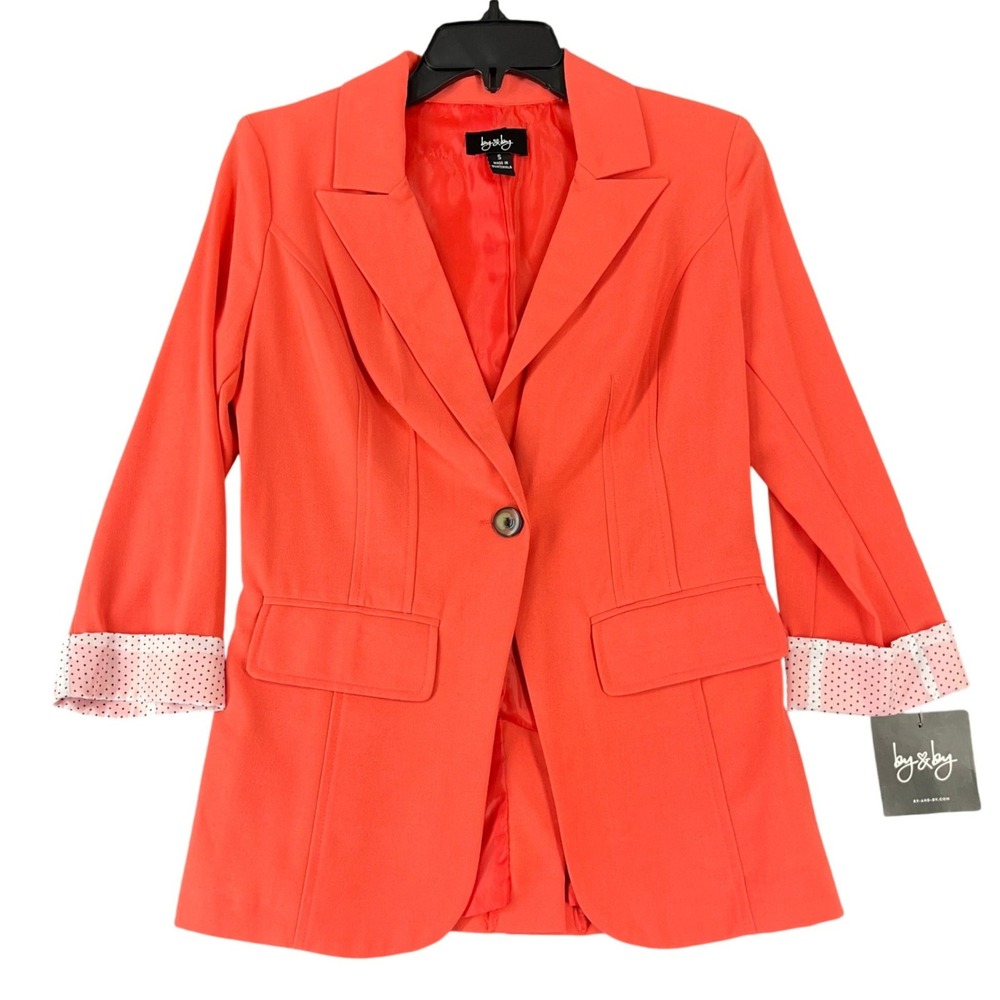 By & By Blazer Jacketโ Women S Single Button Polka Dot Cuff Office Chic Formal